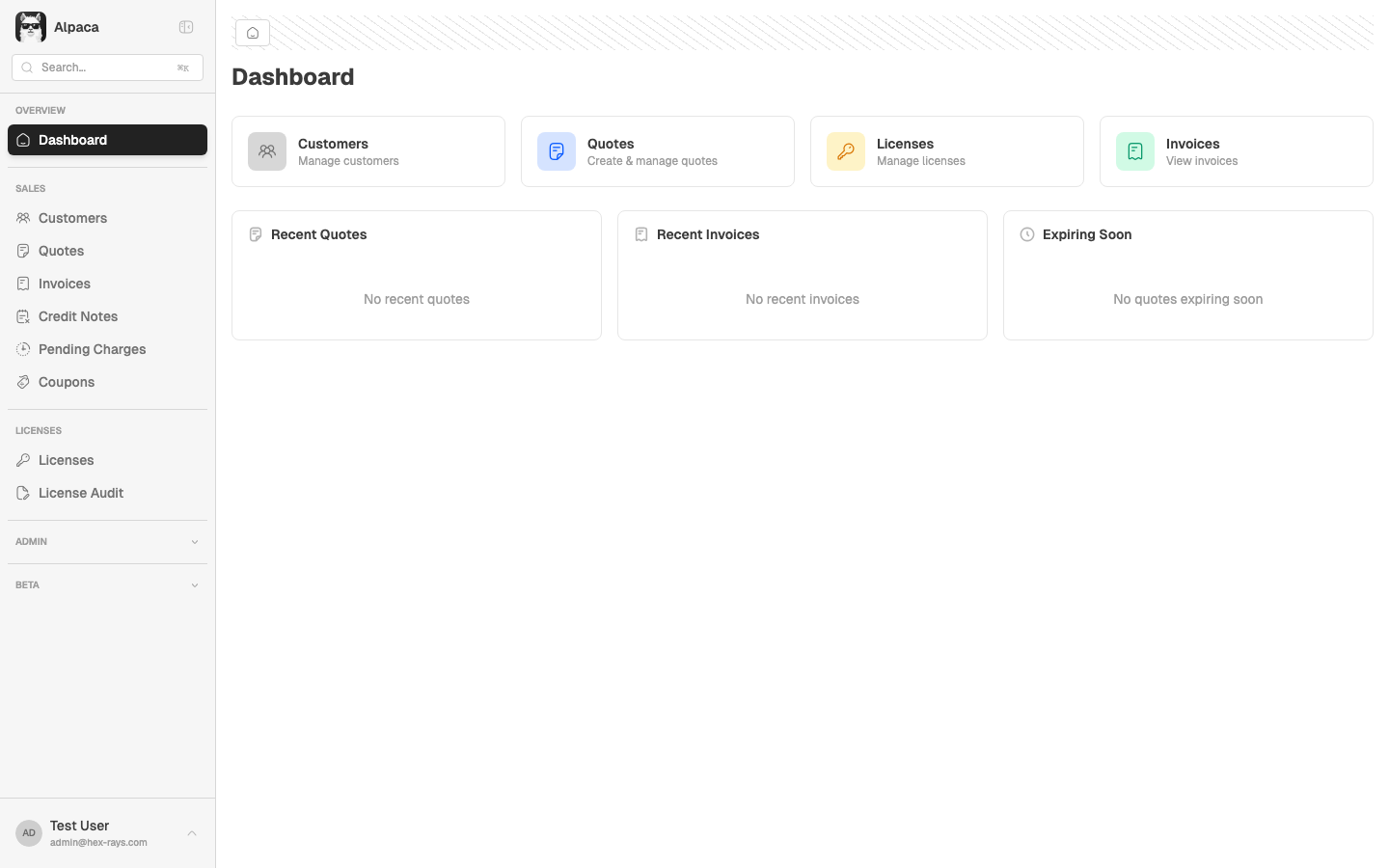 Sidebar - Sales section